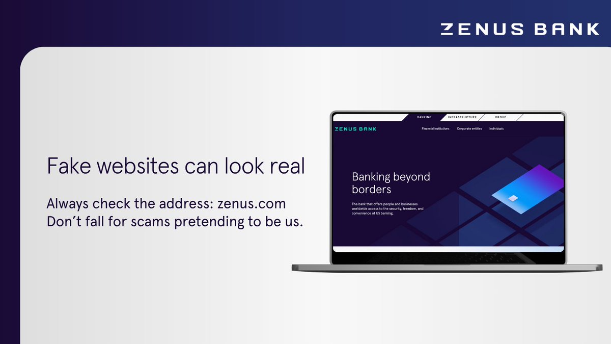 🛡️Security alert: a fraudulent website was identified impersonating Zenus Bank: zenusd.org. While it is not affiliated with us, it may be used for phishing or fraud.

Zenus remains committed to the highest security standards to protect your data and trust.