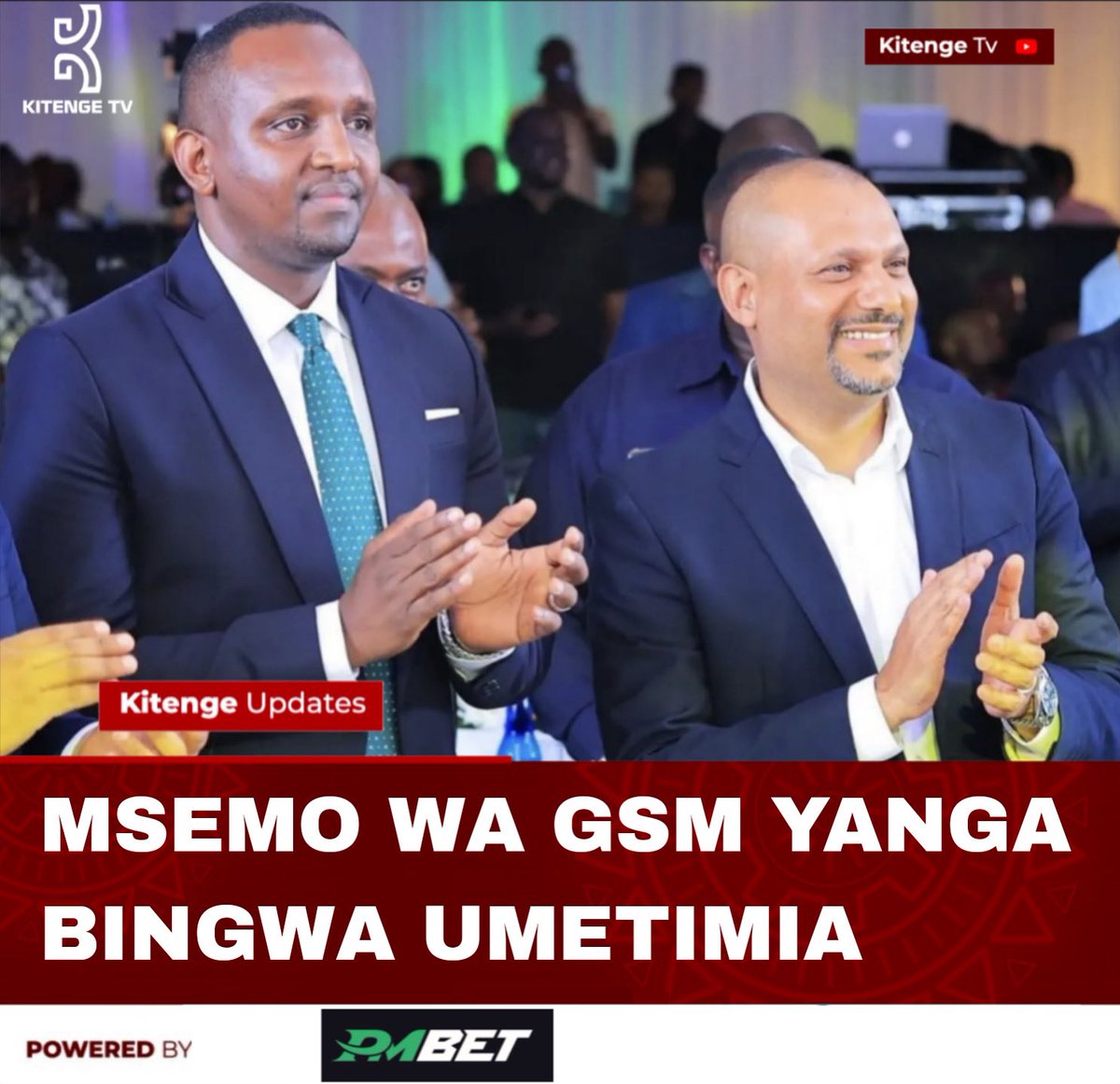 Kila akihojiwa na Waandishi wa Habari, Mfadhili wa Yanga Ghalib Said Mohamed GSM neno lake moja tu, Yanga Bingwa.

Msimu wa nne mfululizo, GSM anaipa raha Yanga. Safari hii anatwaa Ubingwa wa Tanzania Bara kwa kumfunga Mtani wake Simba mabao 2-0.

“YANGA BINGWA”-GSM.