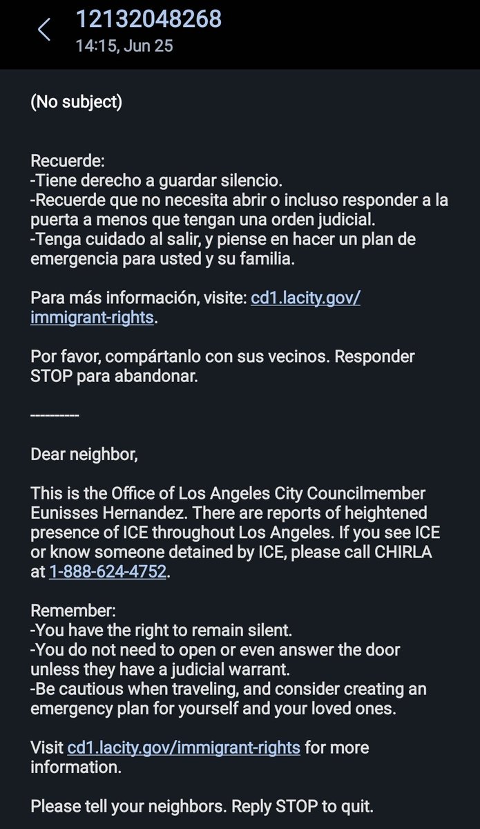 jdmeac's tweet photo. Not sure why I received such a text message. I don't live in LA, CA. But @ICEgov should know about this as well. https://t.co/mvvFfAm9bt