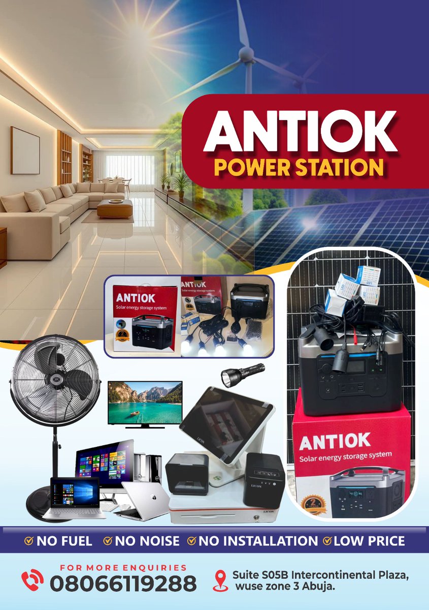otubaba8's tweet photo. @akintollgate ANTIOK POWER STATION.  ALL IN ONE. NO FUEL ,NO NOISE,NO INSTALLATION, LOW PRICES. HAVE FUNCTION FOR EXTRA BATTERY. 08025050188
Chat with us directly: https://t.co/jNpyJ1Hn6d
We’re located at Computer Village Ikeja…Please do well to patronize us ooo https://t.co/bIDEM6U1CQ
