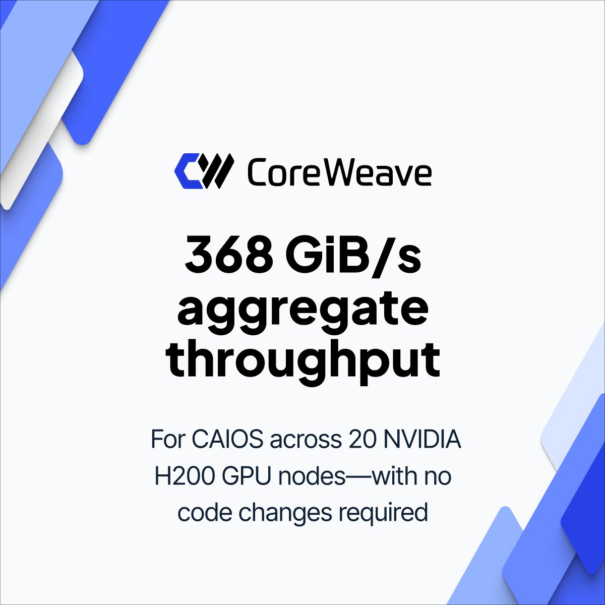 CoreWeave's tweet image. Training today’s largest AI models requires more than just compute, it demands storage that can keep up.
CoreWeave AI Object Storage delivers just that: 2.3 GiB/s per GPU, thanks to our Local Object Transport Accelerator (LOTA™)
Read more in our blog: hubs.la/Q03tDZhl0