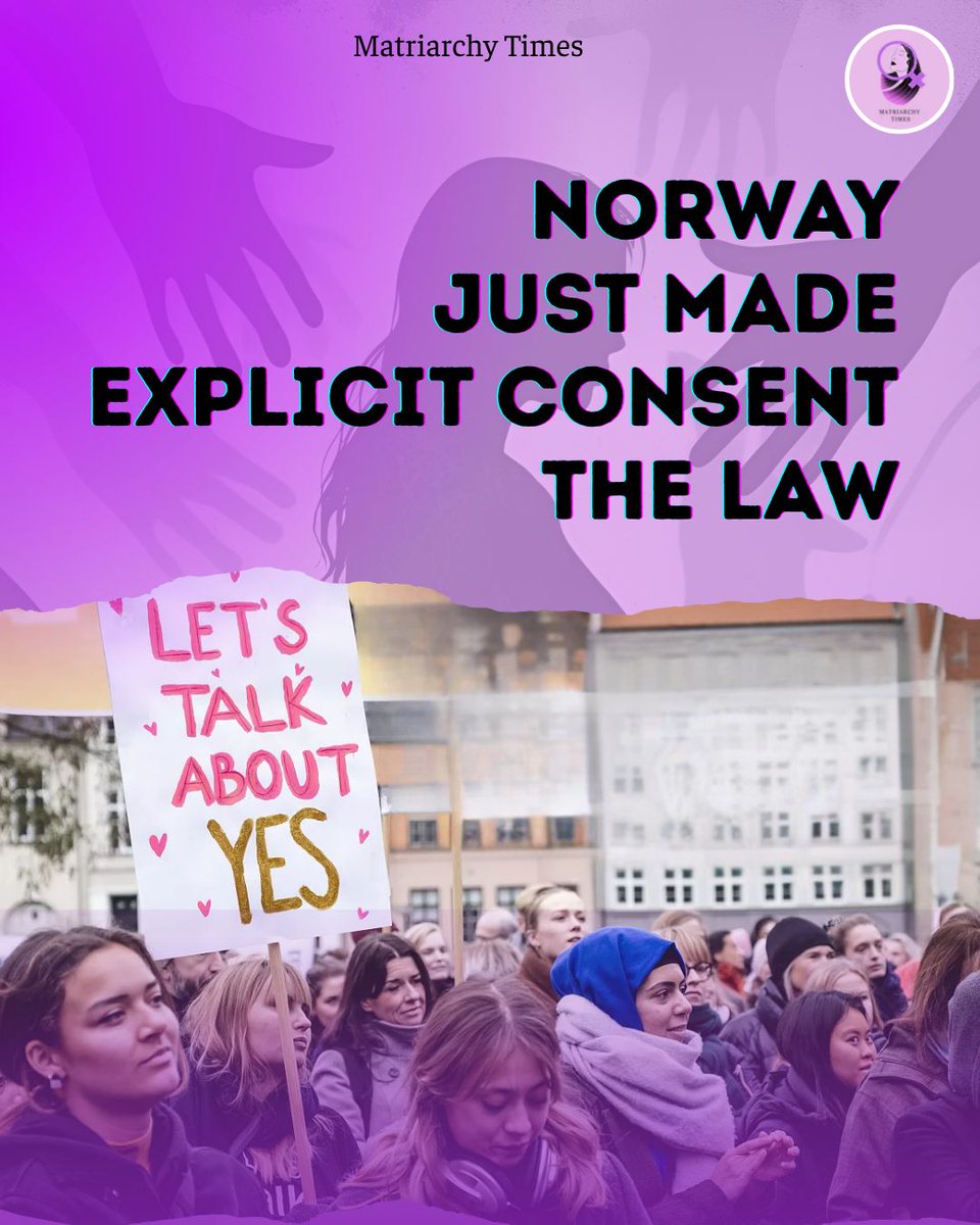 MatriarchyTimes's tweet image. Norway just passed a law that defines sex without consent as rape. Think through and spread awareness about why this matters and why it’s not the global standard yet.
Because consent should never be implied — it must be explicit.
Let’s hope more countries follow.