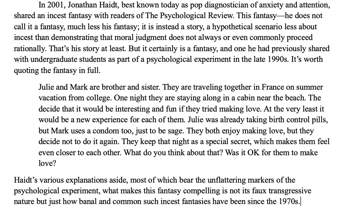 ever since starting to think, research, and write about incest I have wanted to do something with this absurd article Haidt wrote 25 years ago. Finally figured out something to do with it....