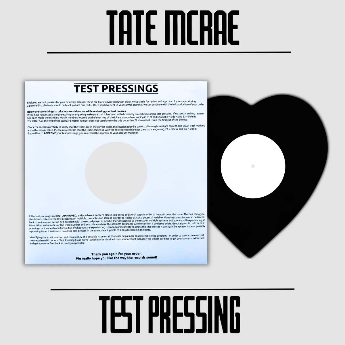 Vertigo Vinyl (@vertigovinylga) on Twitter photo WIN A TATE MCRAE HEART SHAPED TEST PRESSING (Limited To 5 Copies)
To Enter:
- Repost
- Follow Us on X (<a href="/vertigovinylga/">Vertigo Vinyl</a>)
- Follow Us on Instagram (@ vertigo.vinyl)
Please take a screenshot showing you follow our Instagram. We’ll ask for it if you win and check the timestamp to WIN A TATE MCRAE HEART SHAPED TEST PRESSING (Limited To 5 Copies)
To Enter:
- Repost
- Follow Us on X (<a href="/vertigovinylga/">Vertigo Vinyl</a>)
- Follow Us on Instagram (@ vertigo.vinyl)
Please take a screenshot showing you follow our Instagram. We’ll ask for it if you win and check the timestamp to