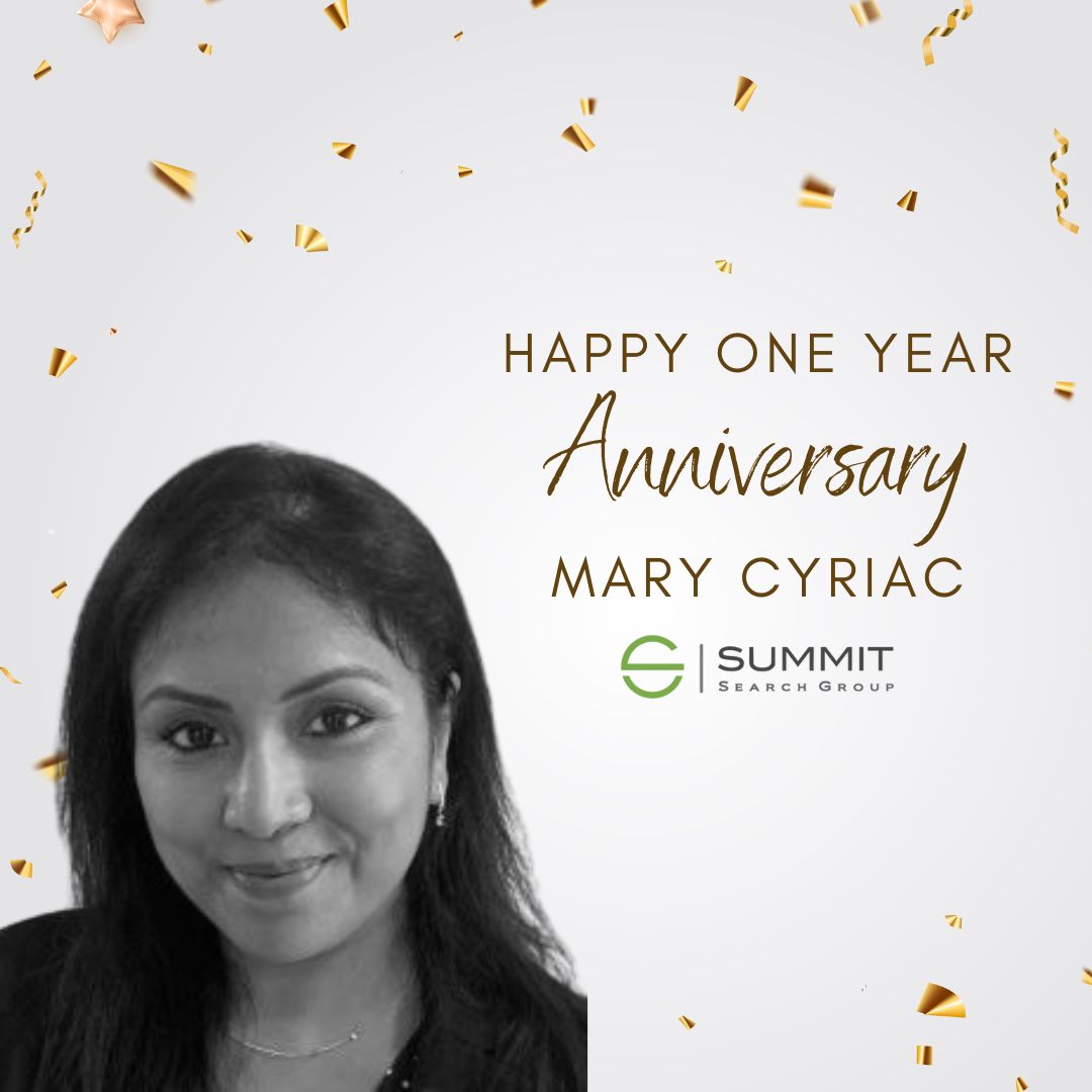 Happy Anniversary Mary Cyriac from our Toronto office! 
Thank you for all you do, we can't wait to see what this next year brings!🎉