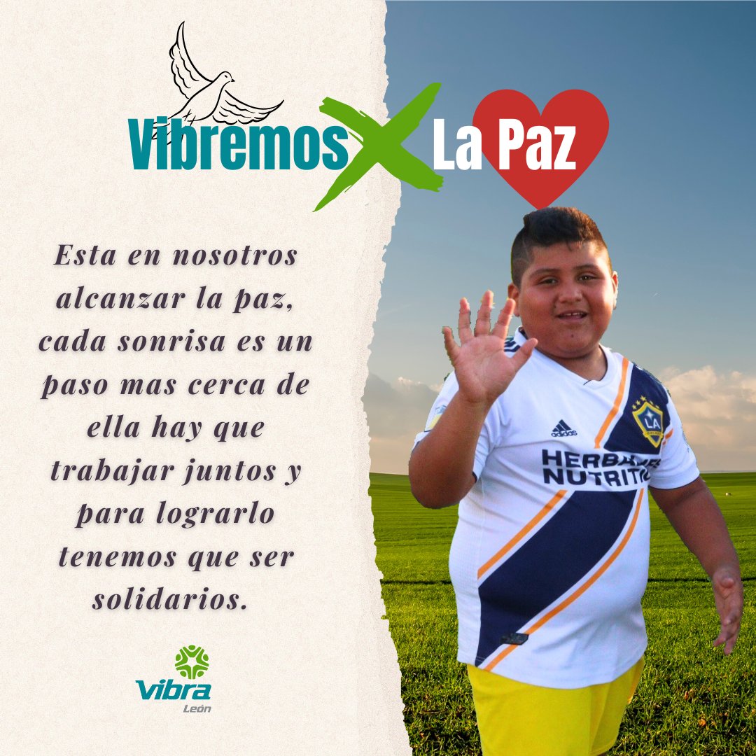 vibraleon's tweet photo. En #VibraLeón tenemos que trabajar todos juntos por la paz, hay que entender a los que nos rodean para poder solucionar los problemas con #Solidaridad.

#VibraConNosotros, #VibremosPorLaPaz  

#FutbolParaElDesarrollo #Valores #FutbolIncluyente  
#DeporteFormativo #VibraConValores https://t.co/px1EC9dPcC