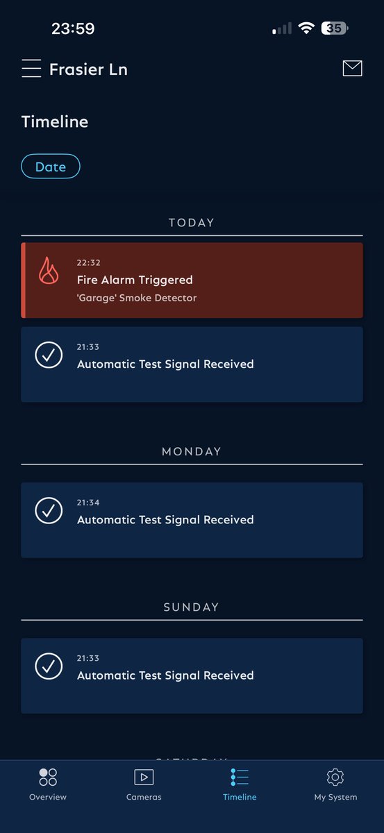 BraydonSnoddy's tweet image. Well, the common anti-EV fire risk argument happened to us. 10:30pm and I’m at work at the hospital 20 miles from home. My phone and watch deliver a critical alarm that the garage @SimpliSafe smoke detector is going off. I call my partner who is sleeping with our dog above the…