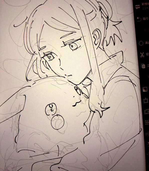 100話視聴前に描いてたオリオ下書き 