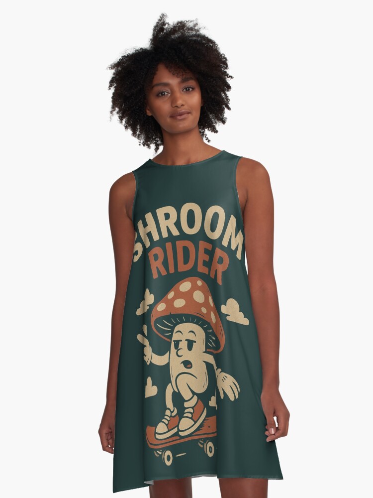 gracefulpodshop's tweet image. Shroom Rider A-Line Dress 🍄✨
A perfect blend of trippy vibes &amp;amp; aesthetic fashion. Cute, comfy &amp;amp; skater-inspired. Grab yours now – link in bio!
#ALineDress #Mushroomcore #TrippyStyle #AestheticWear #Streetwear2025 #RedbubbleStyle #RedbubbleShop #GraphicDress #AltFashion