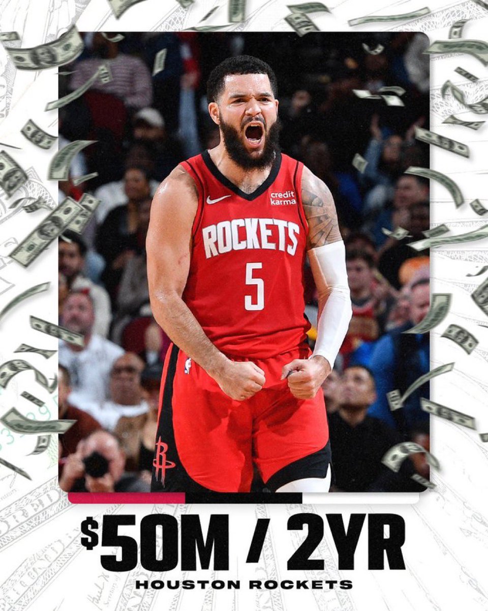 RocketsMuse (@rocketsmuse) on Twitter photo FRED IS BACK 🔥
Fred VanVleet intends to sign a two-year, $50 million contract to stay with the Houston Rockets, with a player option in 2026-27 per <a href="/ShamsCharania/">Shams Charania</a> FRED IS BACK 🔥
Fred VanVleet intends to sign a two-year, $50 million contract to stay with the Houston Rockets, with a player option in 2026-27 per <a href="/ShamsCharania/">Shams Charania</a>