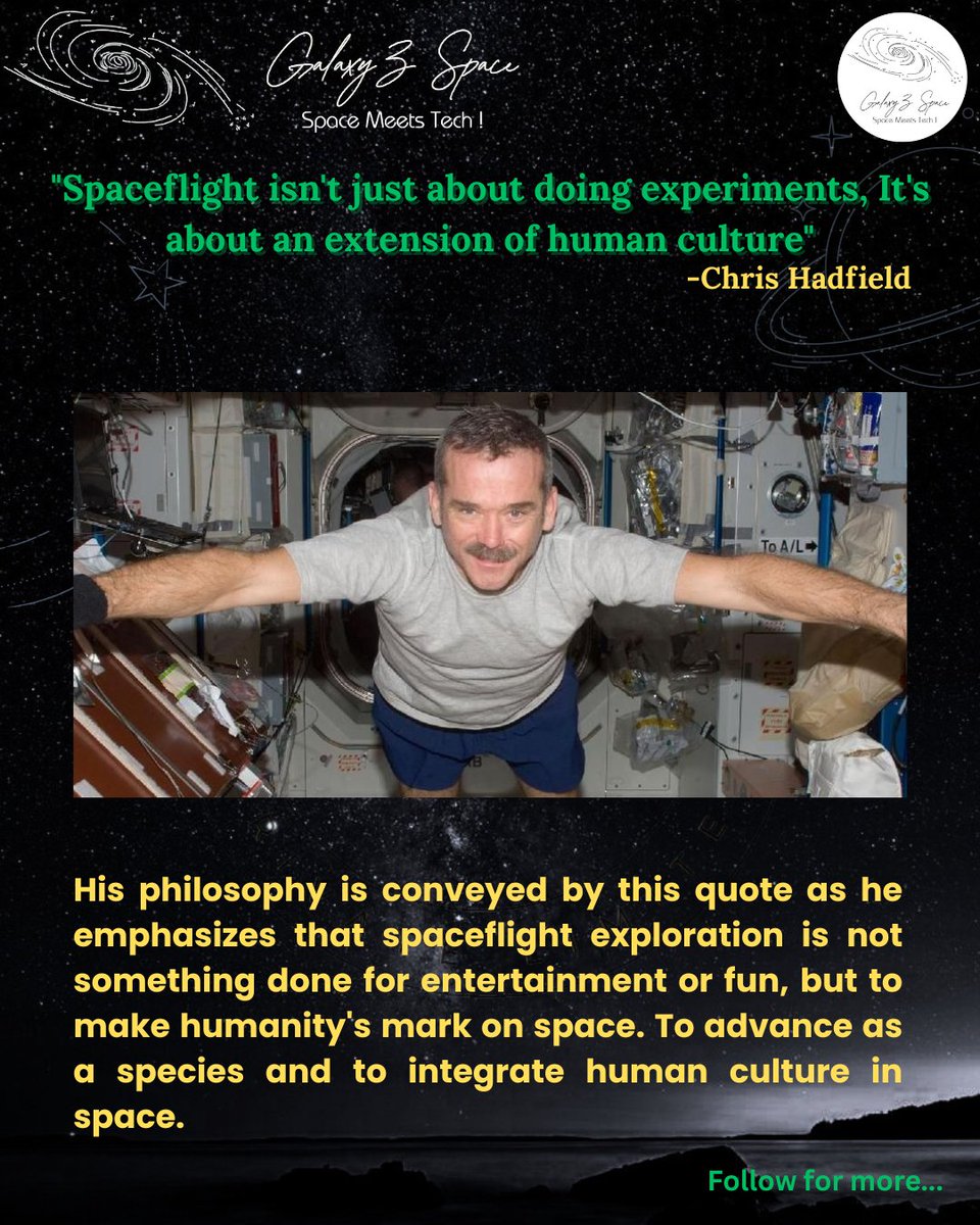 GalaxyZSpace's tweet image. Chris Hadfield faced the dangers of space with unmatched courage. An astronaut, pilot, author, and musician, his talents go beyond the stars.
Get ready to explore his legacy with us.
#GalaxyZSpace #ChrisHadfield #Space #ISS #SpaceMission #Stars #astronaut #astronomy #Aerospace