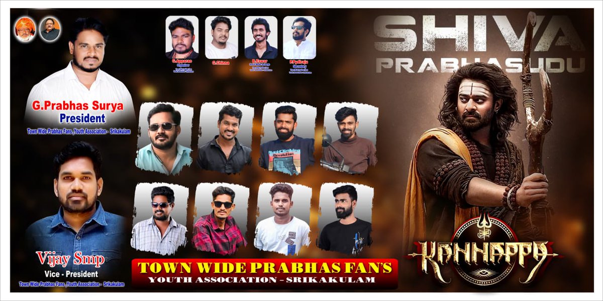 Prabhas_SklmFC's tweet photo. Srikakulam #Prabhas fans banners for #Kannappa movie 🤟💥✨
#Kannappa27thJune @kannappamovie @iVishnuManchu https://t.co/vohazt0JkK