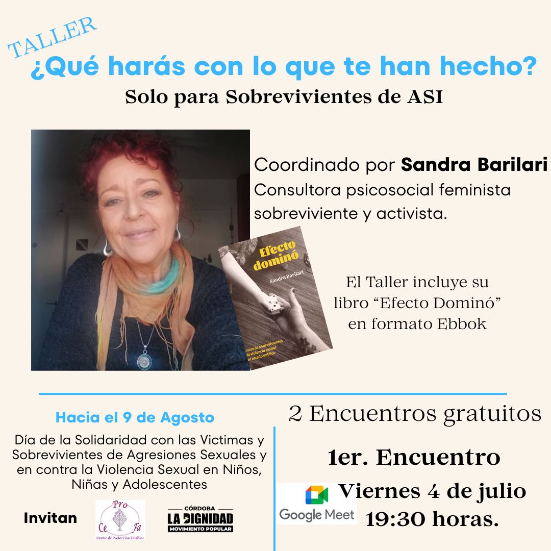 kariluz72's tweet photo. Desde el Centro de Protección Familiar de La Falda y desde el Movimiento Popular la Dignidad de Capilla de Monte queremos invitar a sobrevivientes de violencia sexual a dos encuentros totalmente gratuitos, camino al 9 de Agosto como día de la Solidaridad con las Victimas y https://t.co/ztq67y9Njg