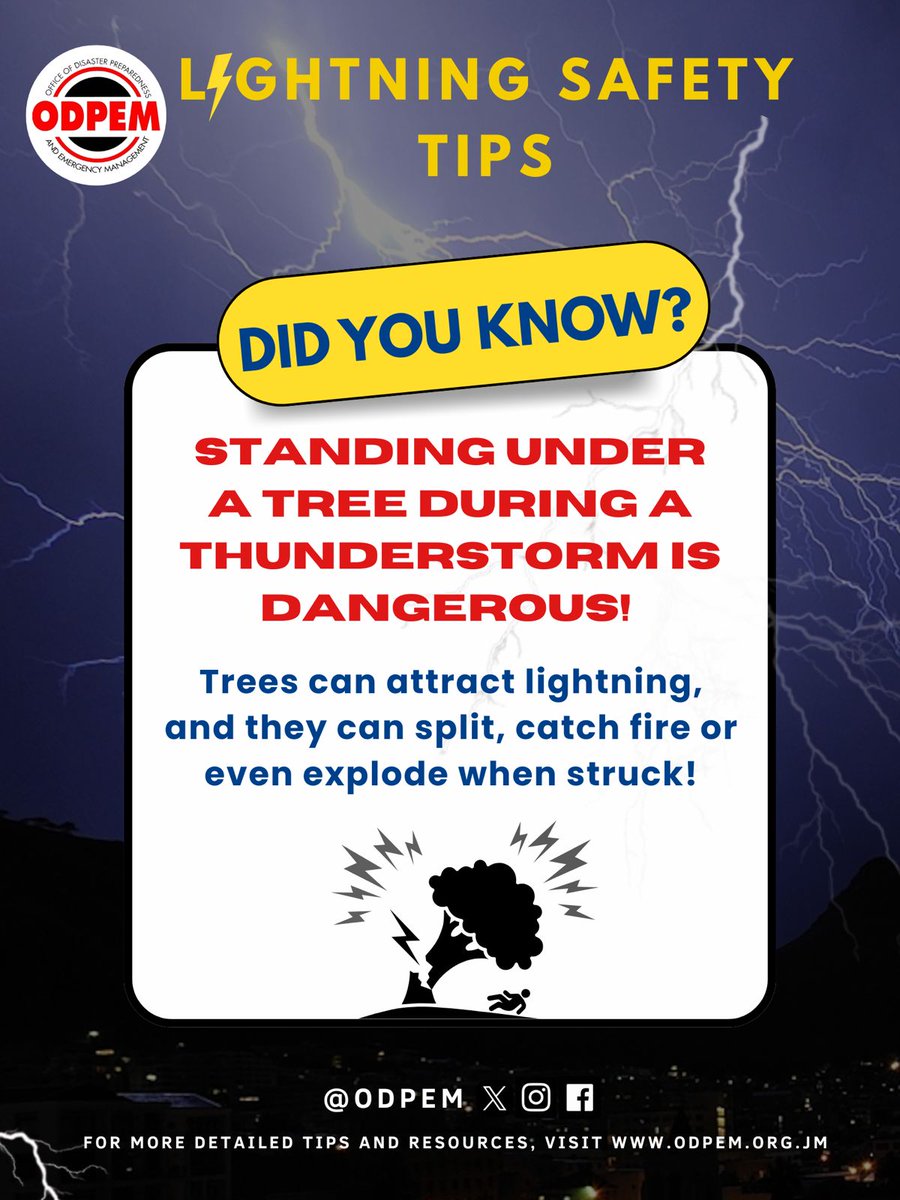 Stay safe by staying indoors when you hear thunder! During a thunderstorm,  stay away from trees, tall structures, metal objects, and anything that  conducts electricity. This tip is part of National Lightning, image size:900x1200