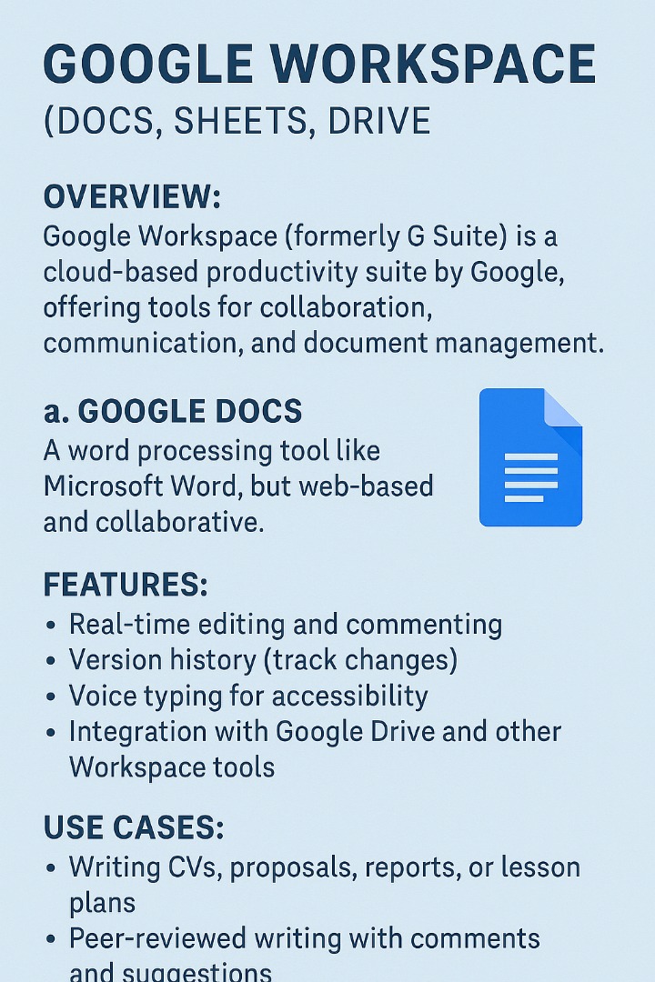 CTechacademies's tweet photo. Google Workspace

💻✍️ “Docs, Sheets, Drive – your digital office is in your pocket! Learn how to write smarter, collaborate better.”
#GoogleWorkspace #DigitalSkills #RemoteProductivity https://t.co/2hg4OZtCKX