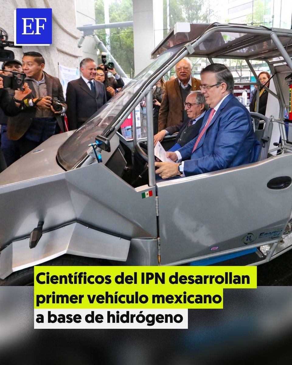 ElFinanciero_Mx's tweet photo. 🚗 Marcelo Ebrard, secretario de Economía, presume el primer vehículo mexicano que funciona a base de hidrógeno, una “opción amigable con el medio ambiente” 🍃 

📸: @m_ebrard https://t.co/wQ1vhDNSfH