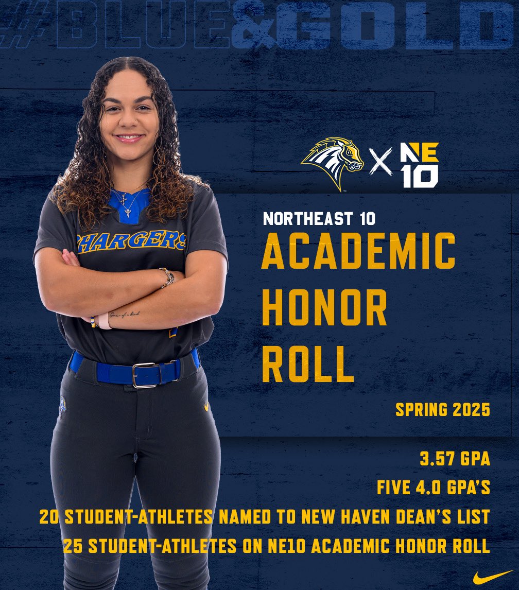 𝐄𝐱𝐜𝐞𝐥𝐥𝐞𝐧𝐜𝐞 𝐨𝐧 𝐚𝐧𝐝 𝐨𝐟𝐟 𝐭𝐡𝐞 𝐟𝐢𝐞𝐥𝐝.📚

Congrats to our student-athletes that have earned a spot on the NE10 Academic Honor Roll for their outstanding performance in the classroom!

#BlueAndGold