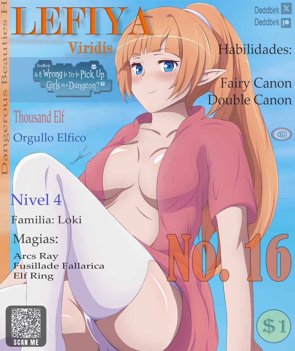 Kuri012's tweet photo. Con ustedes, el N°16 de la "Revista" Dangerous Beauties H, para está ocasión llega Lefiya Viridis #danmachi https://t.co/n6ciJsvMcV