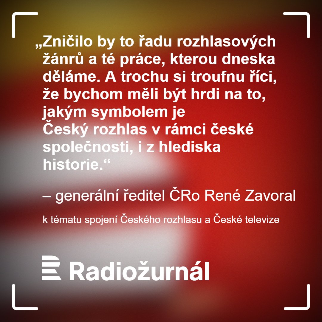 Radiozurnal1's tweet photo. „Úspory to nepřineslo ani na Slovensku, ani v Maďarsku. Zničilo by to řadu rozhlasových žánrů a práce, kterou děláme,“ upozorňuje k otázce spojení ČT a ČRo generální ředitel Českého rozhlasu René Zavoral. A jak bude vypadat spolupráce s novým šéfem ČT? ➡️ https://t.co/D90vzZGMXv https://t.co/DoHpgJLzm8