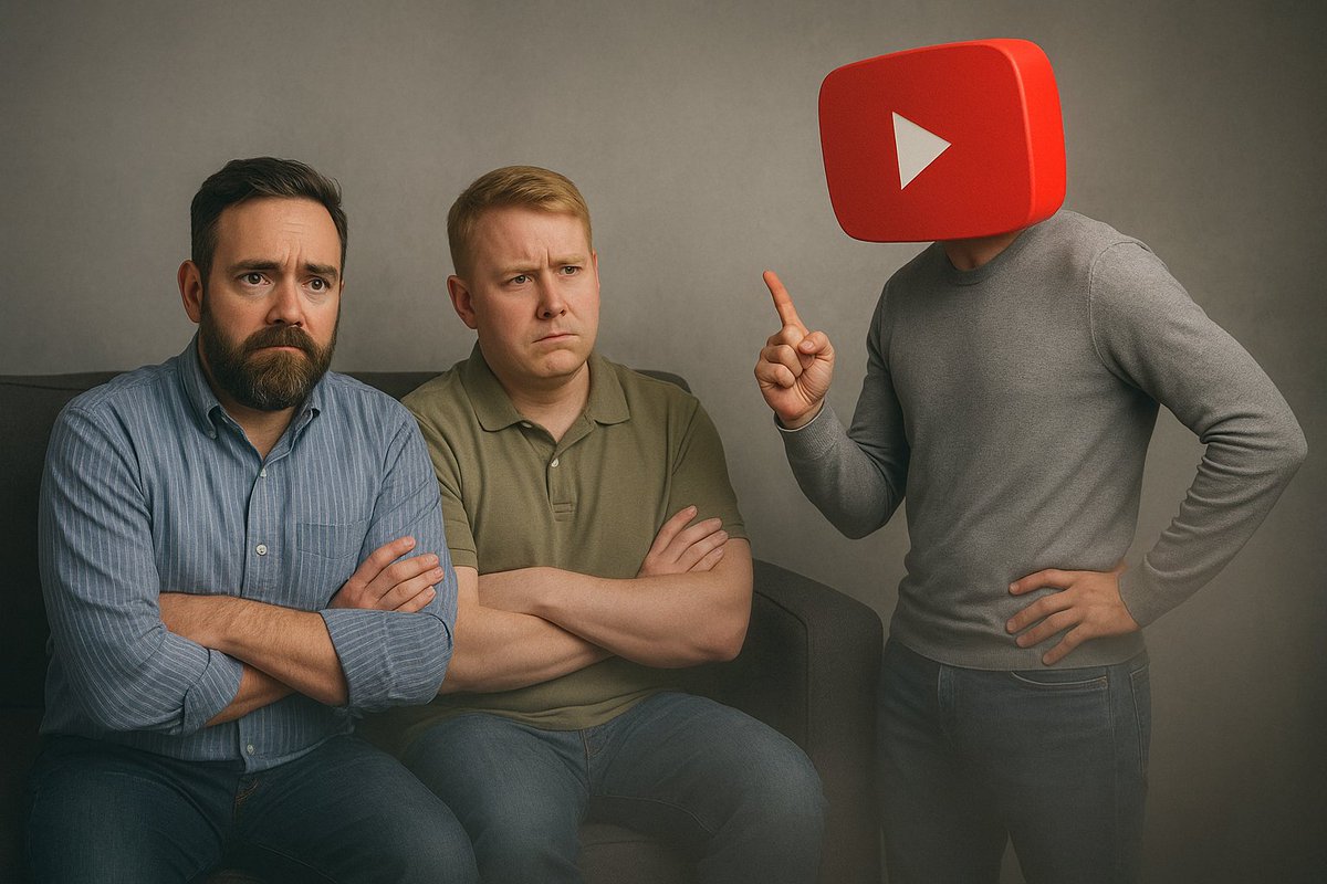 Reuth_'s tweet photo. We’ve been grounded.
Apparently, Two Dads talk too much — so YouTube kicked us out of the algorithm.
But we’re still here rebelling.

Help us fight the algo:
👊 Like • 💬 Comment • 🔁 Repost
#TwoDadsNoSupervision #LetTheDadsSpeak https://t.co/wWnrBvLHML