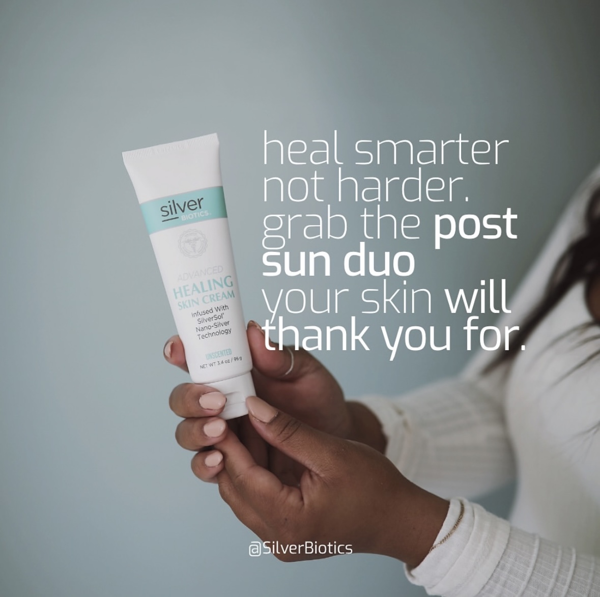 SilverBiotics's tweet photo. Too much sun?☀️

Reach for our ultimate post-sun duo:
Silver Gel for deep hydration +
Skin Healing Cream for skin repair support.
Soothing, cooling, and packed with silver tech to calm and restore your skin fast. https://t.co/UKwuxzo2kL