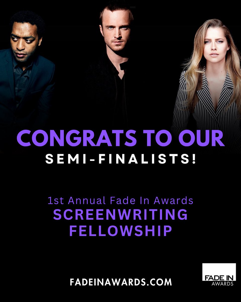 Congrats Fade In Screenwriting Fellowship Semi-Finalists...

facebook.com/share/p/1EJzEA…

Winners Announced July 1

FadeInAwards.com
#screenwriting #WritingCommmunity