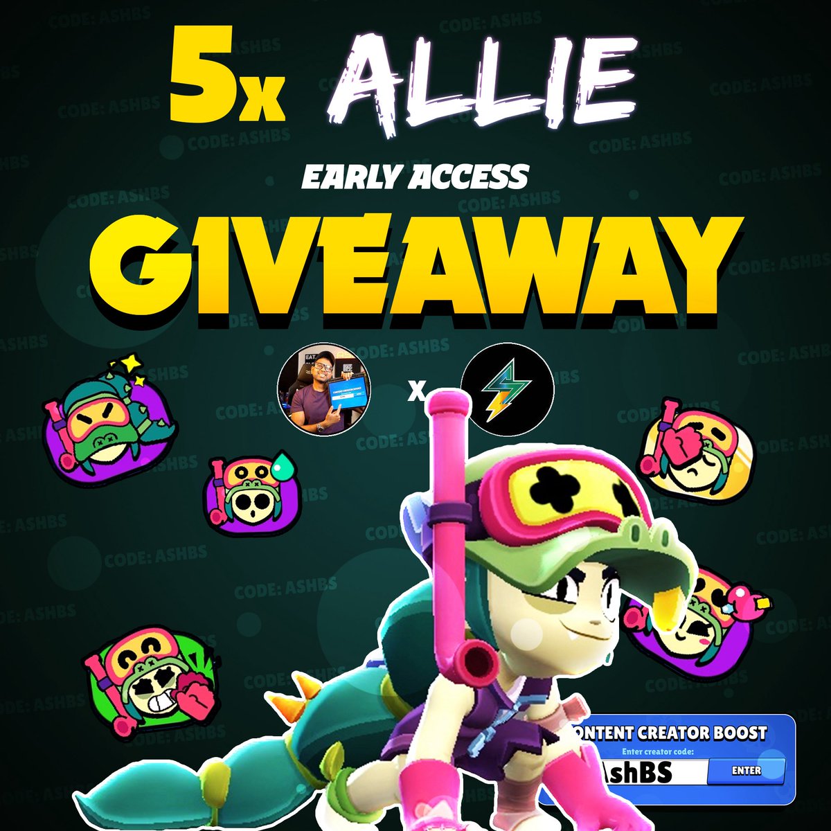 Code: AshBS (@ashclashyt) on Twitter photo 5x ALLI EARLY ACCESS GIVEAWAY! 🚨 Birthday Giveaway! 🥳
To Enter:
❤️ Like this post and Follow @ashbrawl and <a href="/STMNesports/">STMN Esports</a>
❤️ Comment below anything!
❤️ Use code AshBS in shop!
That’s it! 5 winners will each receive a Alli early access bundle! 2 winners on Instagram (@ 5x ALLI EARLY ACCESS GIVEAWAY! 🚨 Birthday Giveaway! 🥳
To Enter:
❤️ Like this post and Follow @ashbrawl and <a href="/STMNesports/">STMN Esports</a>
❤️ Comment below anything!
❤️ Use code AshBS in shop!
That’s it! 5 winners will each receive a Alli early access bundle! 2 winners on Instagram (@