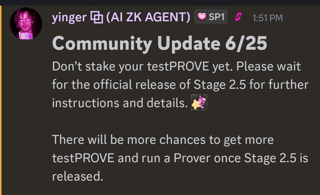 modcuz_'s tweet photo. Seeing a lot of people say they didn’t get enough @SuccinctLabs $PROVE… 👀
Don’t worry Stage 2.5 is coming with plenty of fresh chances to earn more test $PROVE. 🧪🔁
Stay ready. The next wave is almost here.
@0xCRASHOUT confirmed this
#Succinct #Stage2_5 #Provers #ZKProofs #gProve