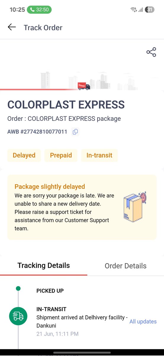 PaNdALeAkS8's tweet photo. My card delivery is getting constantly delayed because of your poor choice in delivery system @theroarbank @delhivery is already having bad reputation. My AWB is 27742810077011. Please switch to @BlueDart_ for future parcels. https://t.co/KsZYiolR4U