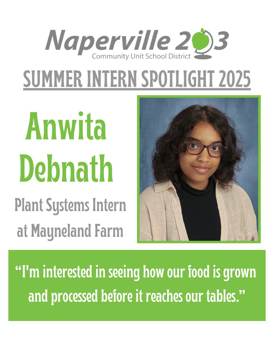 Naperville203's tweet image. 🌱✨ Intern Spotlight: Anwita at Mayneland Farm! 🌾 She&apos;s exploring the incredible journey of our food from seed to plate. #Elevate203