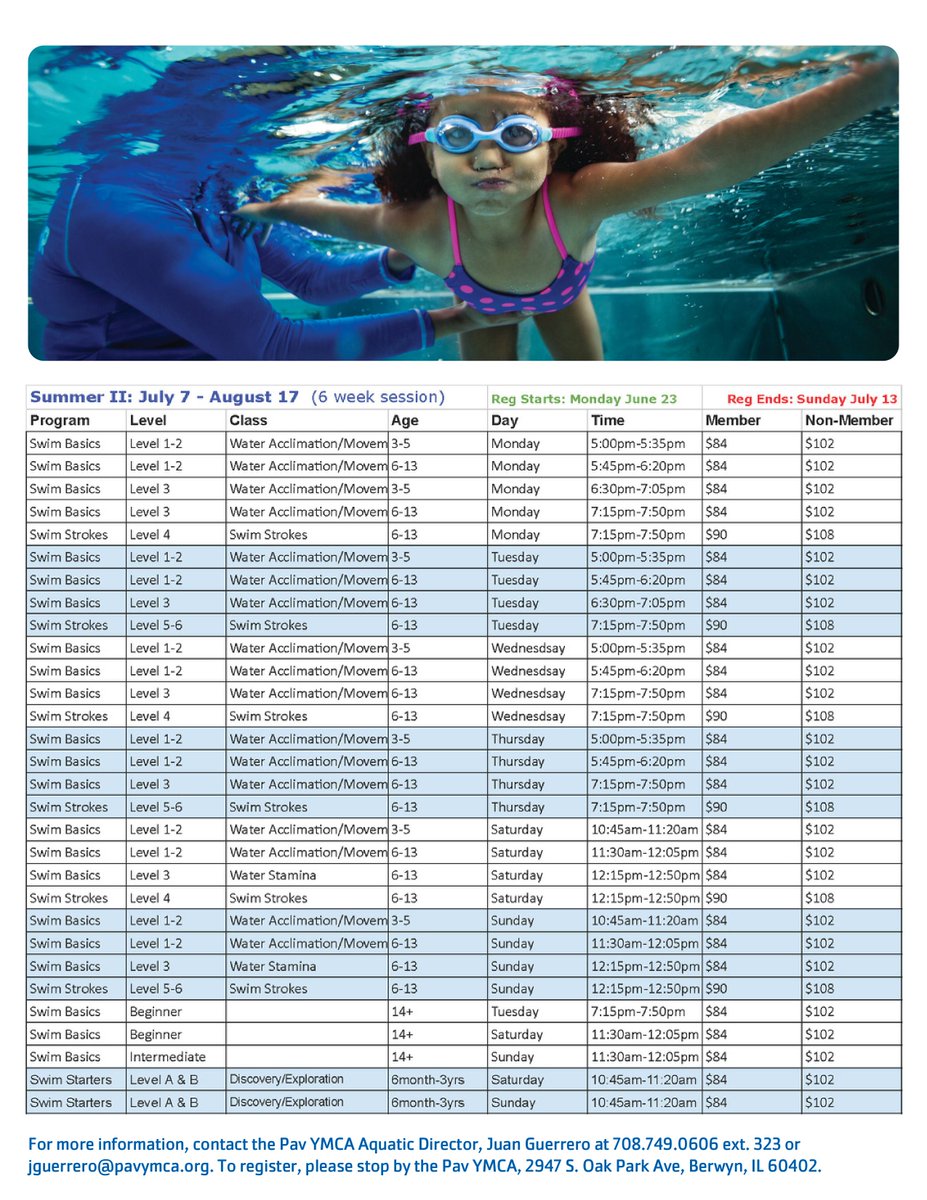 🏊‍♂️ JUST ANNOUNCED: MORE SUMMER SWIM LESSONS AT THE PAV YMCA!

Cicero District 99 families — we've got BIG news for you! This summer, your child can register for swim lessons at exclusive member pricing — even if you're not a member of the Y!

Whether your child is just getting