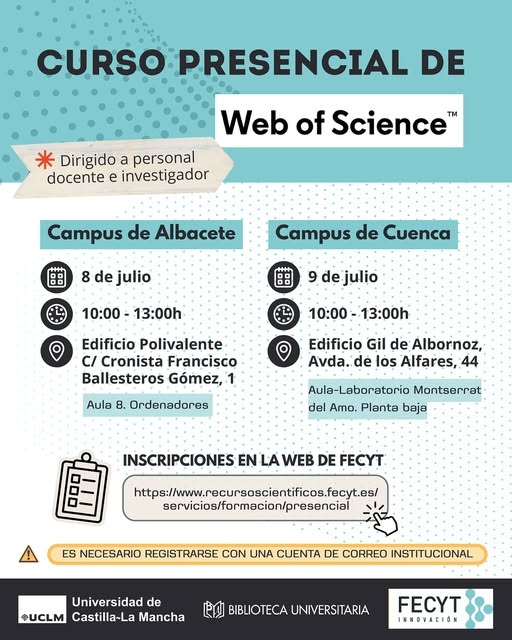 ¡Vuelve la formación presencial Web of Science 2025!
📷 Aprende a sacar el máximo partido a esta potente base de datos científica con sesiones prácticas y adaptadas a tu institución.