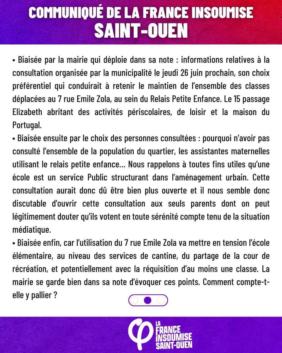 LFIsaintouen's tweet image. Communiqué du groupe d’action LFI Saint-Ouen sur l’école élémentaire Émile Zola 👇