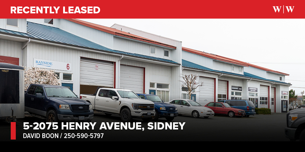 LEASED: 5-2075 Henry Avenue, #SidneyBC

± 1,519 SQFT of efficient second floor office/flex space, conveniently located adjacent to Victoria International Airport with easy access to the highway, ferries, and Sidney.

Agent: David Boon
#WilliamWrightCommercial