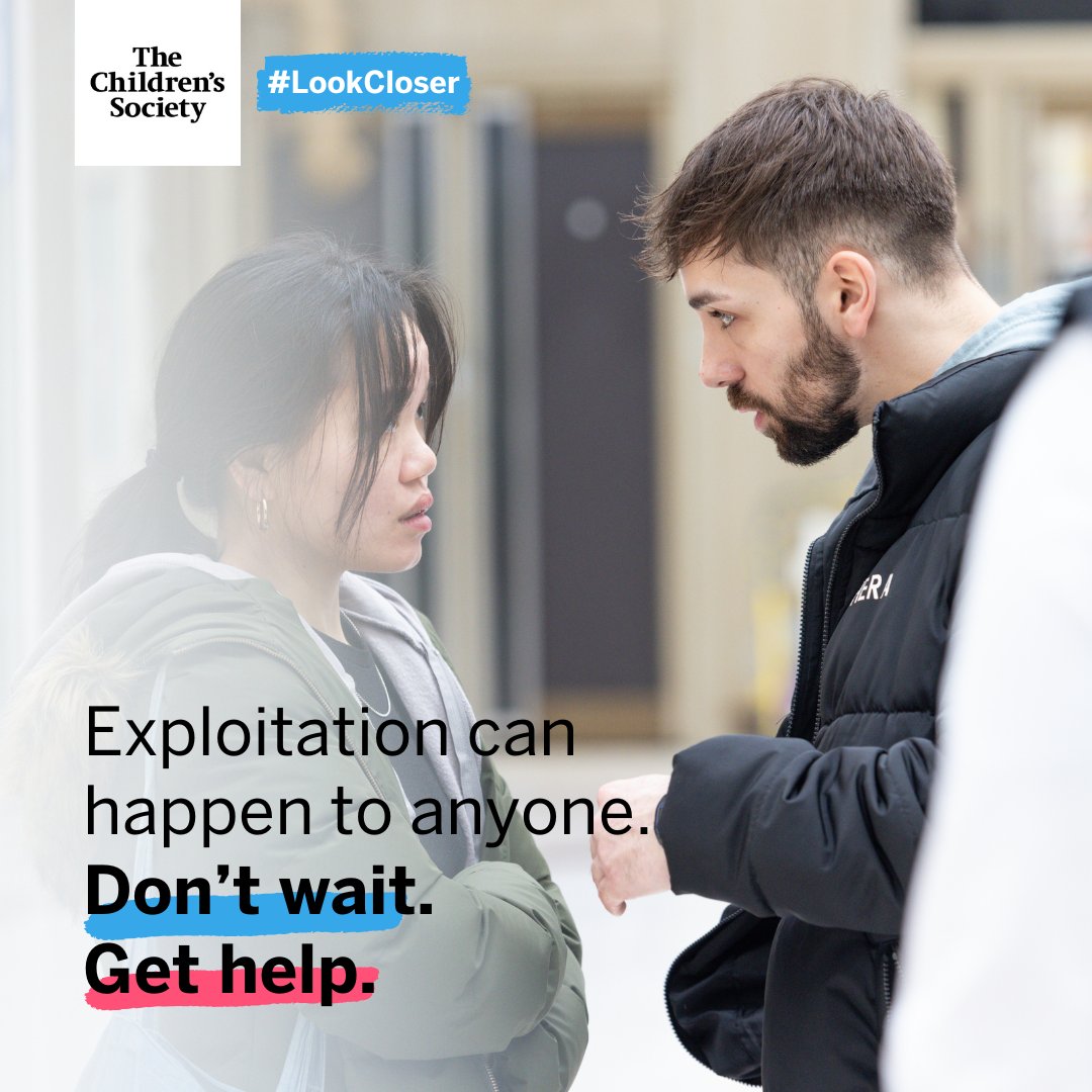 Child exploitation can happen at anytime, anywhere. 

The #LookCloser campaign, led by The Children's Society, British Transport Police, and the National Police Chiefs’ Council, encourages everyone to spot the signs and take action.

Visit orlo.uk/Look_Closer_He…