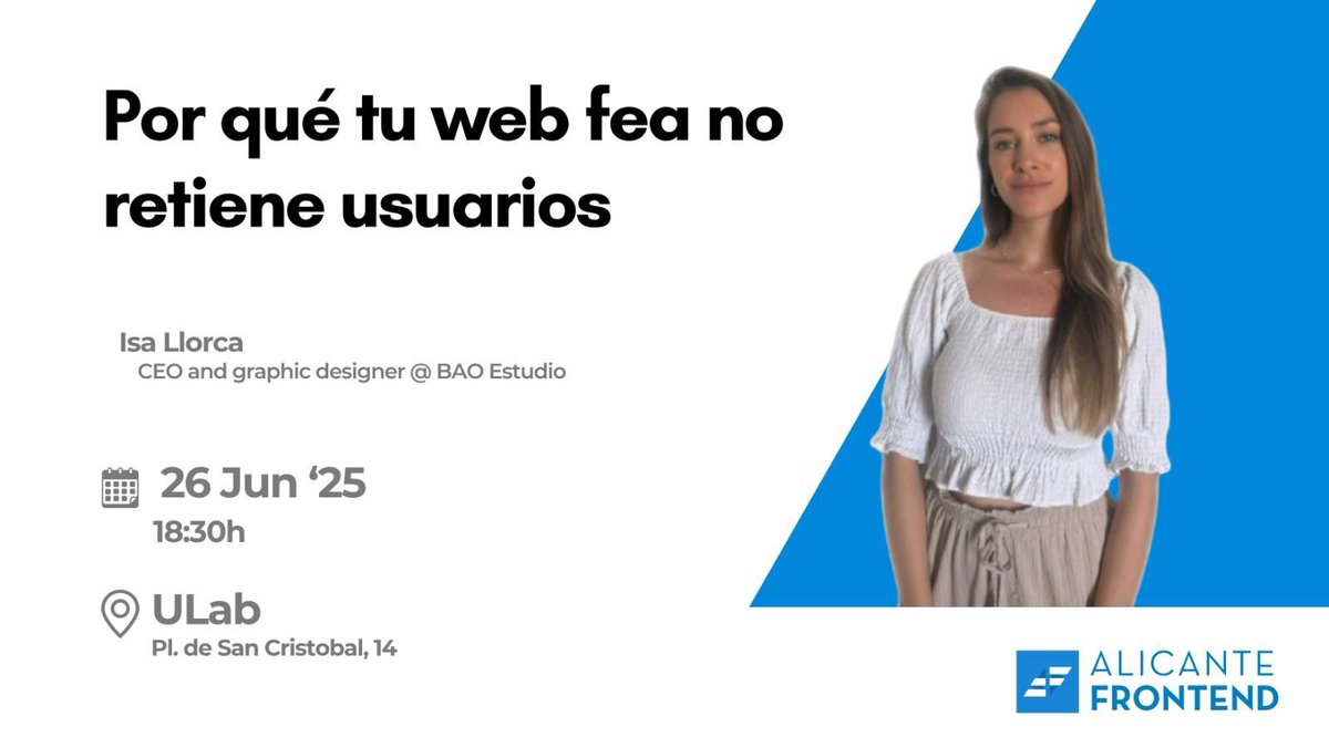 ¿Tienes una web preciosa que no convierte? Puede que le falte branding real
🎨 Branding ≠ logo bonito.
Es claridad, emoción, experiencia. 
Este viernes en ULab. 
🎨 18:30
📍 : ULab auditorio - Abierto a todo el público

#UX #web #alicante #mejorar #vender #emprendimiento #diseño