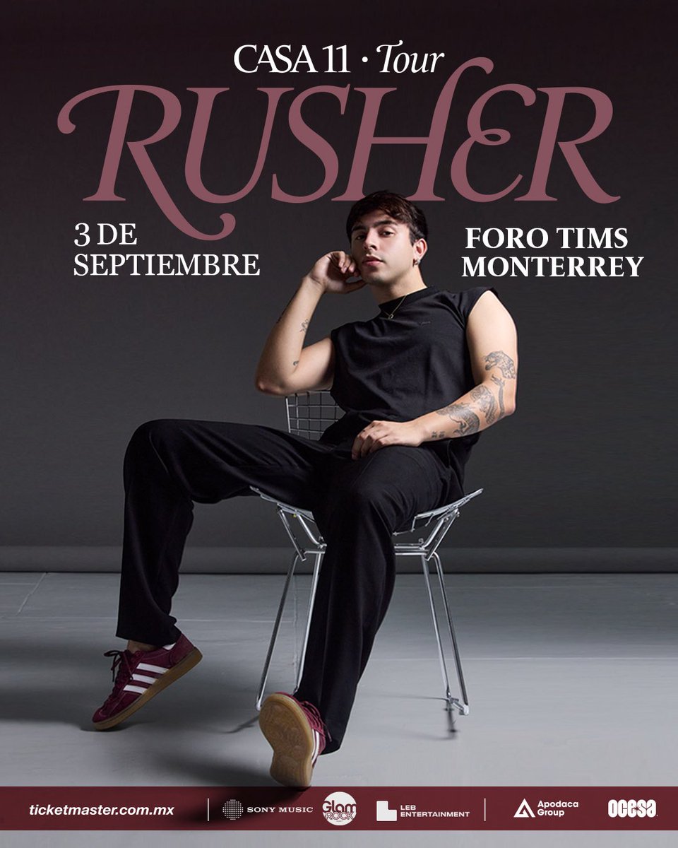Casa 11 tour de @rusherking llega con todo este 3 de septiembre en el Foro Tims🔥🎤

🎫 Compra tus boletos este jueves 26 de junio por sistema Ticketmaster