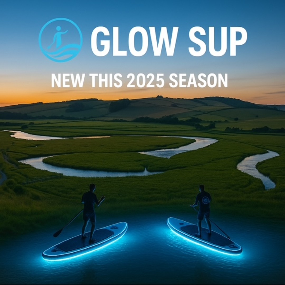 Paddle under the stars! 
Our brand new Glow SUP sessions light up the Cuckmere river in a totally unique way. 
Perfect for date nights, catch ups, or just doing something different this summer! 🌊
💻 Book now; ow.ly/AOGP50Wg7kz