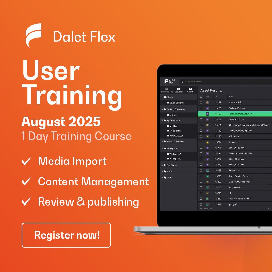 🎯 New to Dalet Flex?

Master media import, management &amp; publishing in just 1 day.

🎓 User Training (EMEA) - August 2025
 🧑‍💻 Online, Seats limited!
 🎟️ Register: hubs.li/Q03tCgjX0

#UserTraining #MediaWorkflows #ContentManagement