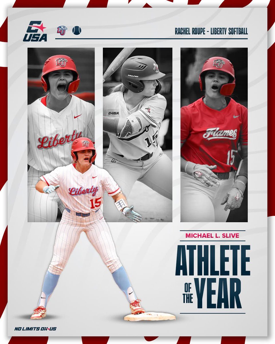 Conference USA (@conferenceusa) on Twitter photo 🏆 2024-25 FEMALE ATHLETE OF THE YEAR 🏆
Rachel Roupe, <a href="/LibertySB/">Liberty Softball</a>
#NoLimitsOnUs | bit.ly/4kbvlf3 🏆 2024-25 FEMALE ATHLETE OF THE YEAR 🏆
Rachel Roupe, <a href="/LibertySB/">Liberty Softball</a>
#NoLimitsOnUs | bit.ly/4kbvlf3