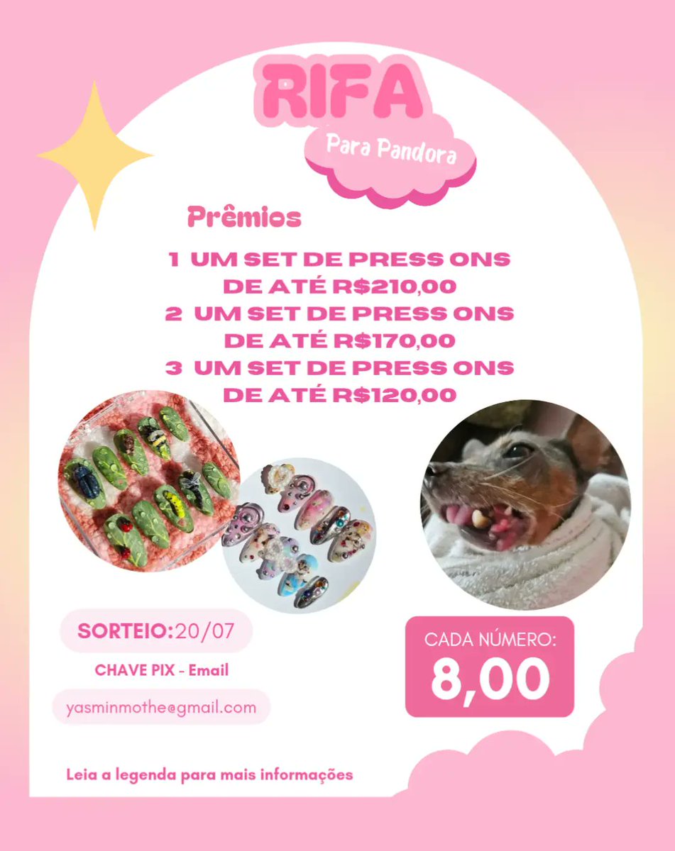 birurito's tweet photo. 🚨 RIFA SOLIDÁRIA PELA PANDORA °ᡣ𐭩 . ° .
Leia as informações na thread 🚨🚨

Minha chave pix
 yasminlouba@gmail.com
🔗 Escolha seus números aqui: https://t.co/1sZoriTGbK 

O sorteio será realizado no dia 20/07 através dos stories do Instagram, não perca as atualizações! https://t.co/wc8sqiUFvB