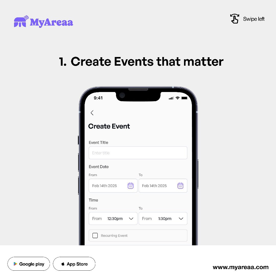 MyAreaa_inc's tweet image. Say goodbye to scattered plans! 🗓️

Staying organized as a group has never been easier with MyEvents.

Are you ready to plan better, individually or as a community? 

Head to MyAreaa and tap into MyEvents today😉

#MyAreaa #MyEvents #PlanTogether #CommunityCalendar #Community
