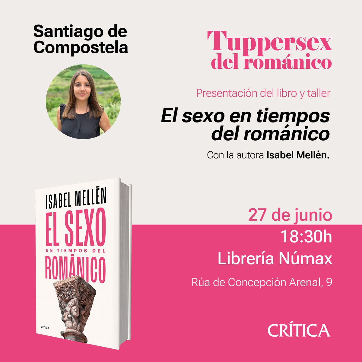 Mañana me voy a Santiago de Compostela para participar en el maravilloso curso de <a href="/munarqas/">M U N A R Q A S</a> "La ciudad de las damas" y el viernes estaré haciendo un tuppersex del románico en la librería <a href="/numaxcoop/">NUMAX</a>. ¡Planazo! ¡Espero veros por allí! 😀😀😀