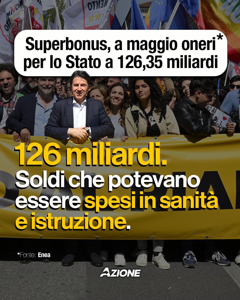 Ciò che non si sopporta è l’ipocrisia di chi ha fatto spendere allo Stato 126 miliardi per rifare le case private - spesso a signori benestanti - e fa oggi la propaganda sulla necessità di investire in #scuola e #sanità. Con quei soldi avremmo messo a posto scuola e sanità per