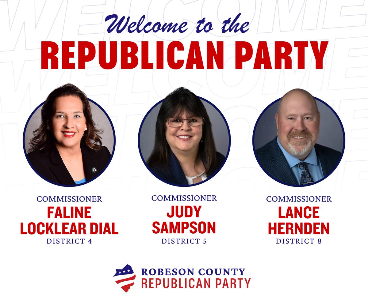 RobesonNCGOP's tweet image. 🚨PARTY SWITCH: Three Robeson County Commissioners Switch Parties, Giving Republicans First-ever Board Majority!
Read more: tinyurl.com/RobesonPartySw…