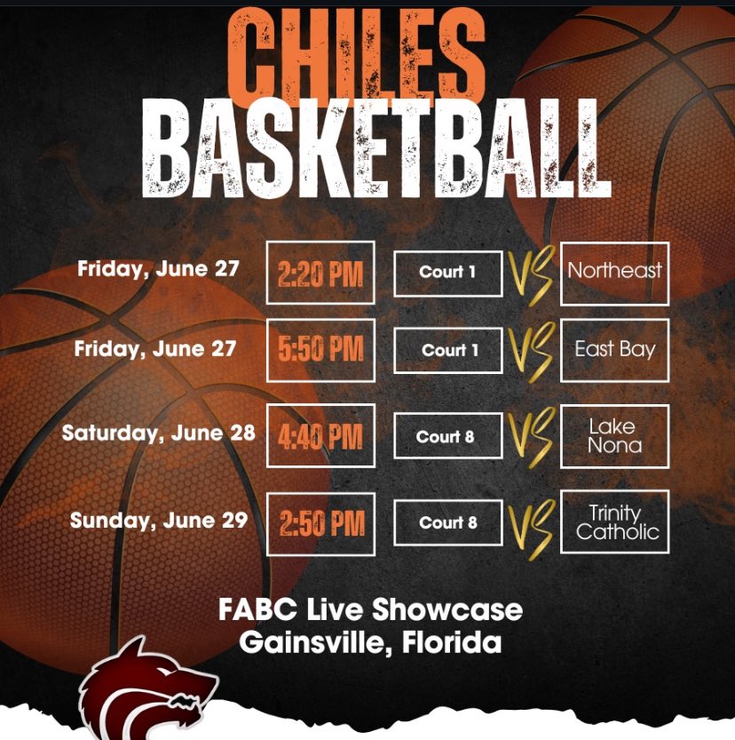 GabrielParks26's tweet image. My schedule this weekend for the FABC Live Period in Gainesville with @ChilesBball. @ElioPhillips @CoachKennen @RollinsMBB @bwbritt23 @CoachJFurr @CoachWingreen @EWU_MBB @CoachJonPerry @coachibrahim02 @CoachMaxSpinner @FloridaTechMBB @CotterColin @OfficialShaq2 @JaredChambliss1