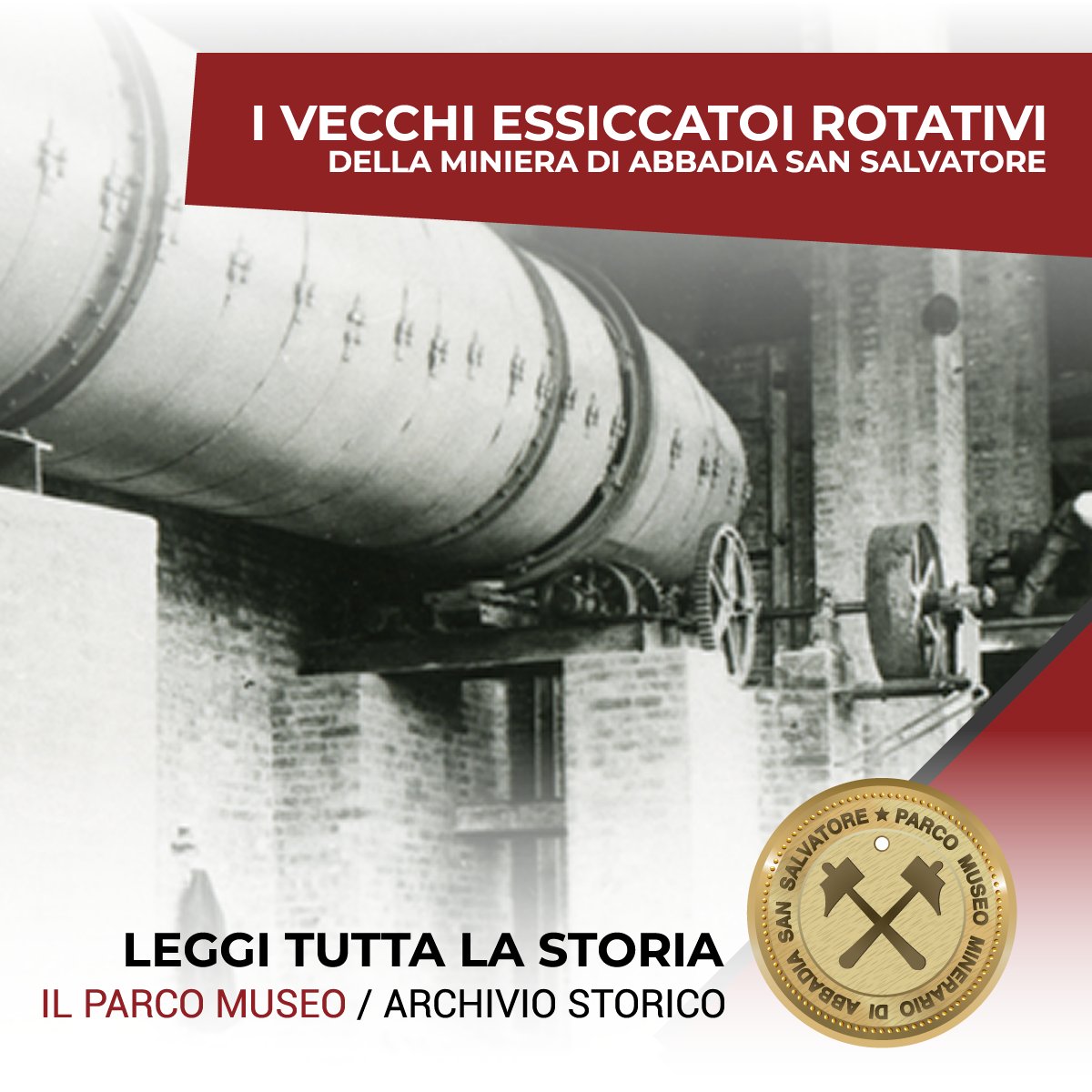 I VECCHI ESSICCATOI ROTATIVI DELLA MINIERA DI ABBADIA SAN SALVATORE
👉Sul sito del Parco Museo Minerario di Abbadia San Salvatore alla voce “News e Media” poi “Archivio Storico” puoi l’articolo completo.
museominerario.it/2018/archivio-…
#abbadiasansalvatore #musei #mercurio #miniera