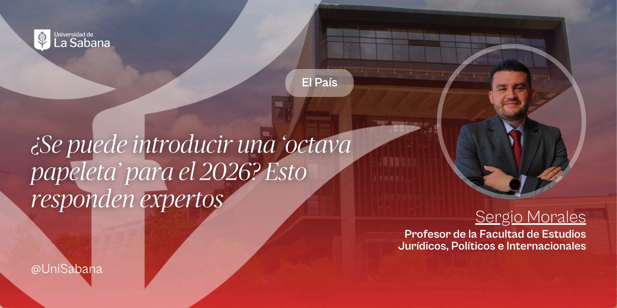 #UniSabanaEnLosMedios | ¿Octava papeleta en 2026? El debate está sobre la mesa. Sergio Morales, profesor de <a href="/FacJPIUniSabana/">Estudios Jurídicos, Políticos e Internacionales</a>, aporta claridad en la controversia y señala que cualquier intento de incluir una nueva papeleta sin seguir el proceso legal es inválido. Vía <a href="/elpaiscali/">El País Cali 📰</a>