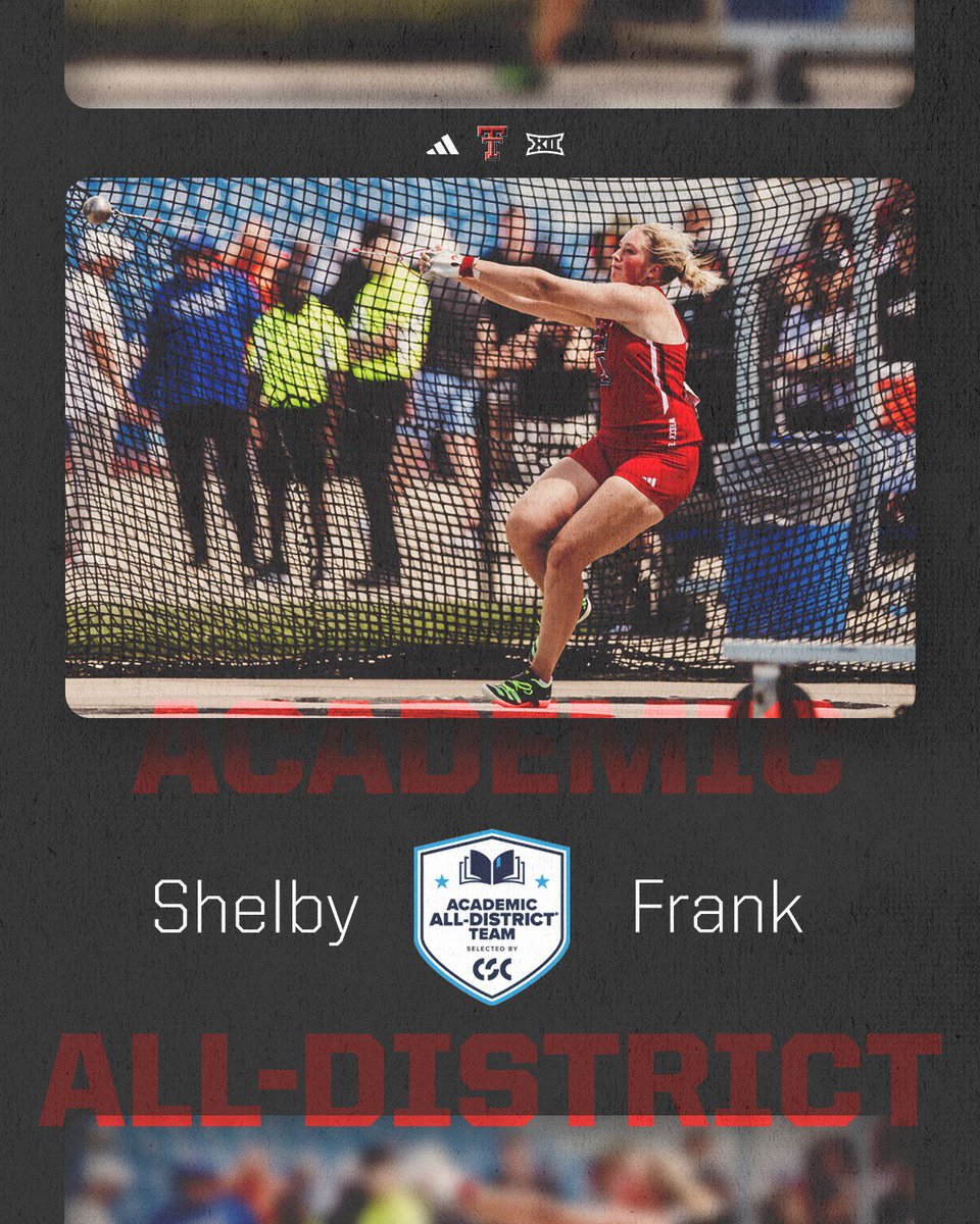 TexasTechTF's tweet image. Congratulations to Oskar Edlund and Shelby Frank on earning CSC Academic All-District honors 👏