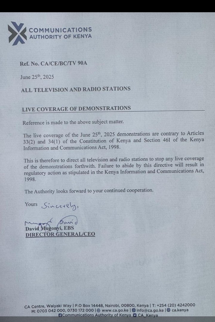 MEDIA LAWYERS ASSOCIATION OF KENYA'S STATEMENT ON COMMUNICATION OF KENYA'S DIRECTIVE